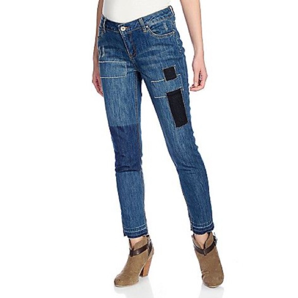 'Indigo Thread' Patch Jeans (Plus)